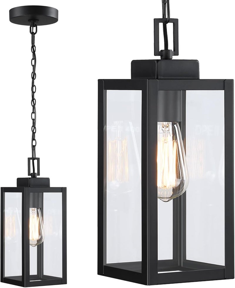 Faymart lighting إضاءة معلقة خارجية 13 بوصة للشرفة - إضاءة معلقة خارجية مثبتة على السقف من الصلب والزجاج - Image 1